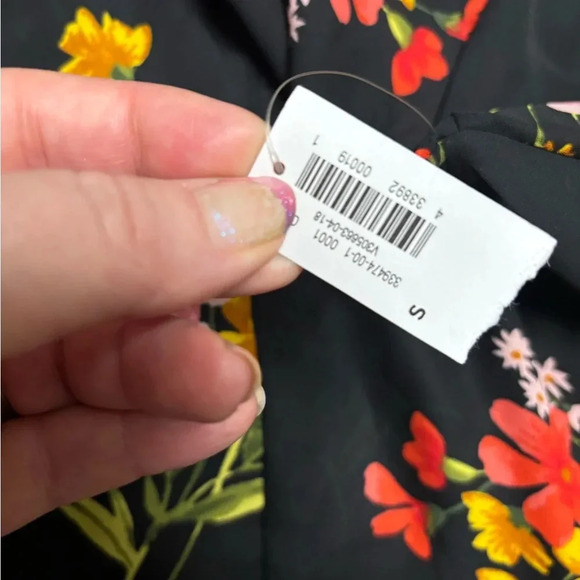 Old Navy Floral Semi Sheer Babydoll V-Neck Blouse Long Sleeve Size Small New - Picture 6 of 7